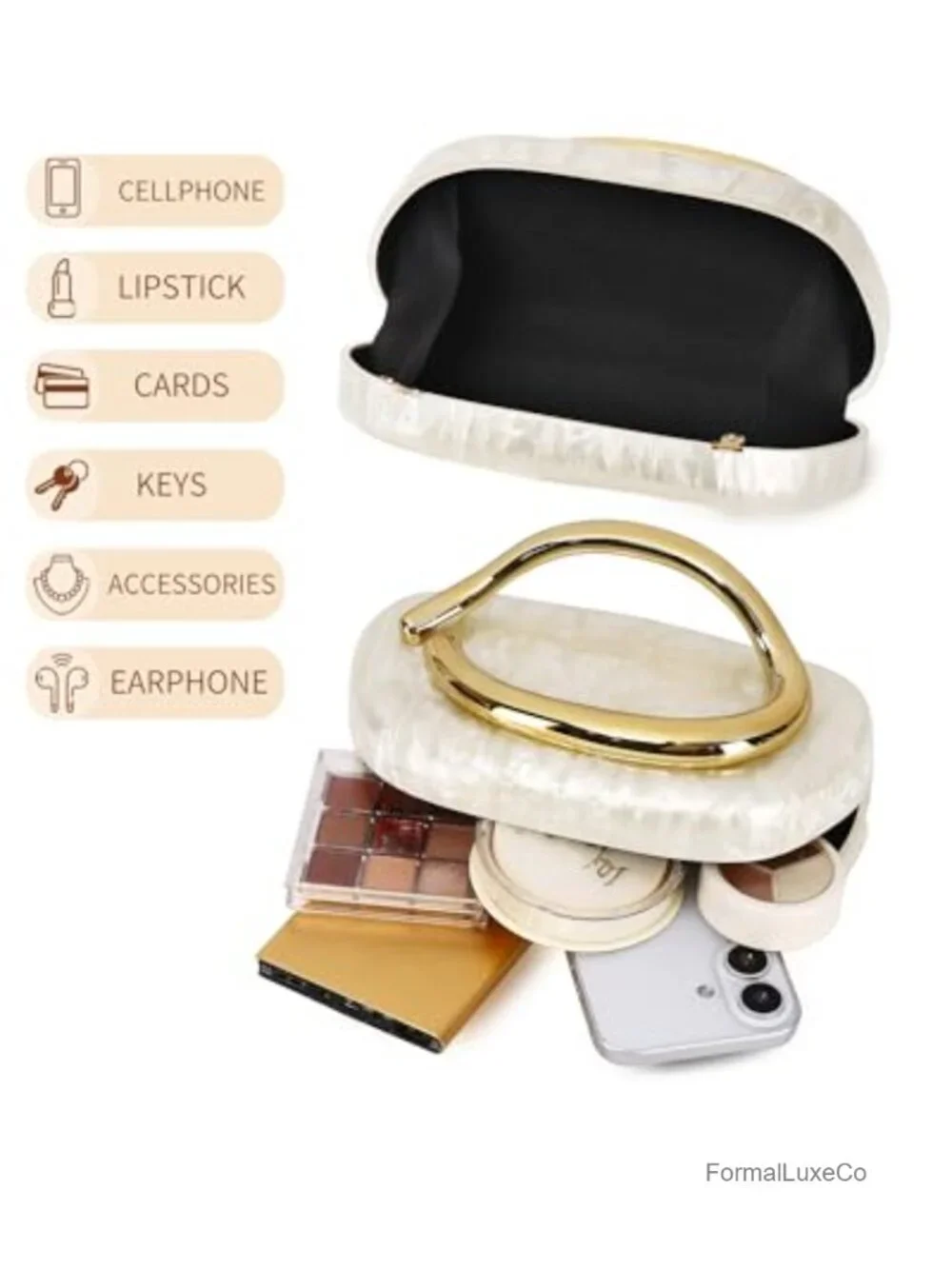 Acrylic Clutch Purse Women Wedding Party Evening Bag Marble